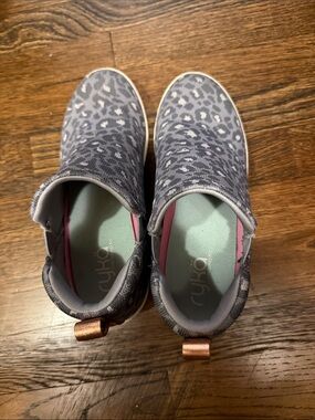 Ryka Gray Leopard Print Slip-On Sneakers with Pink Accents